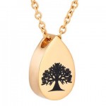 Gold Coloured Tree of Life Tear Drop Pendant